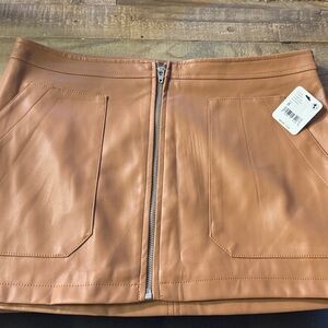 NWT Tan Faux Leather Mini Skirt with Zipper
